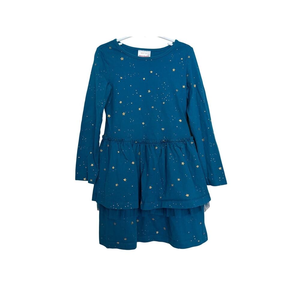 Hanna Andersson Starry Drop Waist Dress - Tapestry Blue - Size 6-7